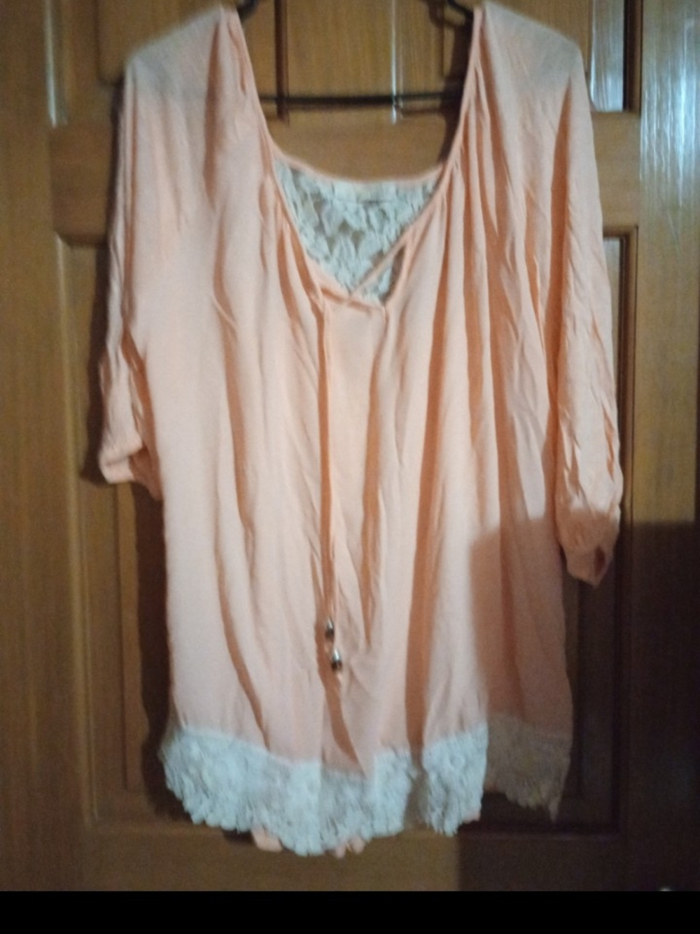 Rewind Peach Lace-Trim Tunic Top